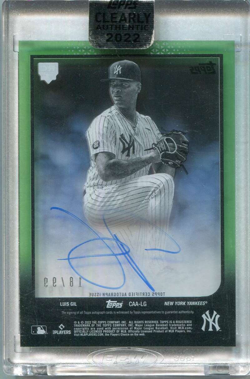 2022 Topps Clearly Authentic Autographs Green CAALG Luis Gil Rookie Auto 18/99