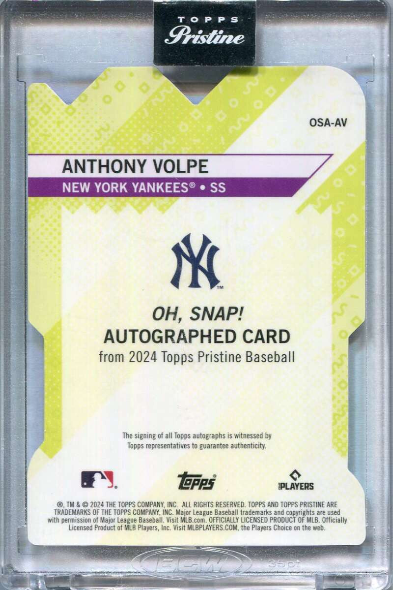 2024 Topps Pristine Oh Snap Autographs OSAAV Anthony Volpe Auto