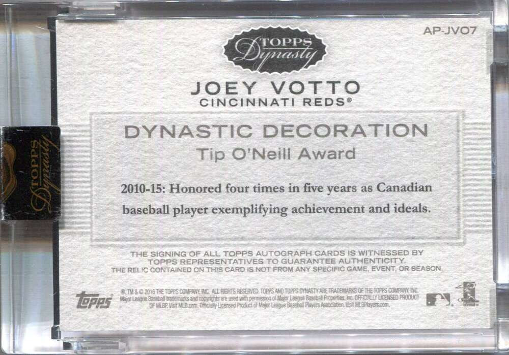 2016 Panini Dynasty Autograph Patches 5 apjvo7 Joey Votto Patch Auto 3/5