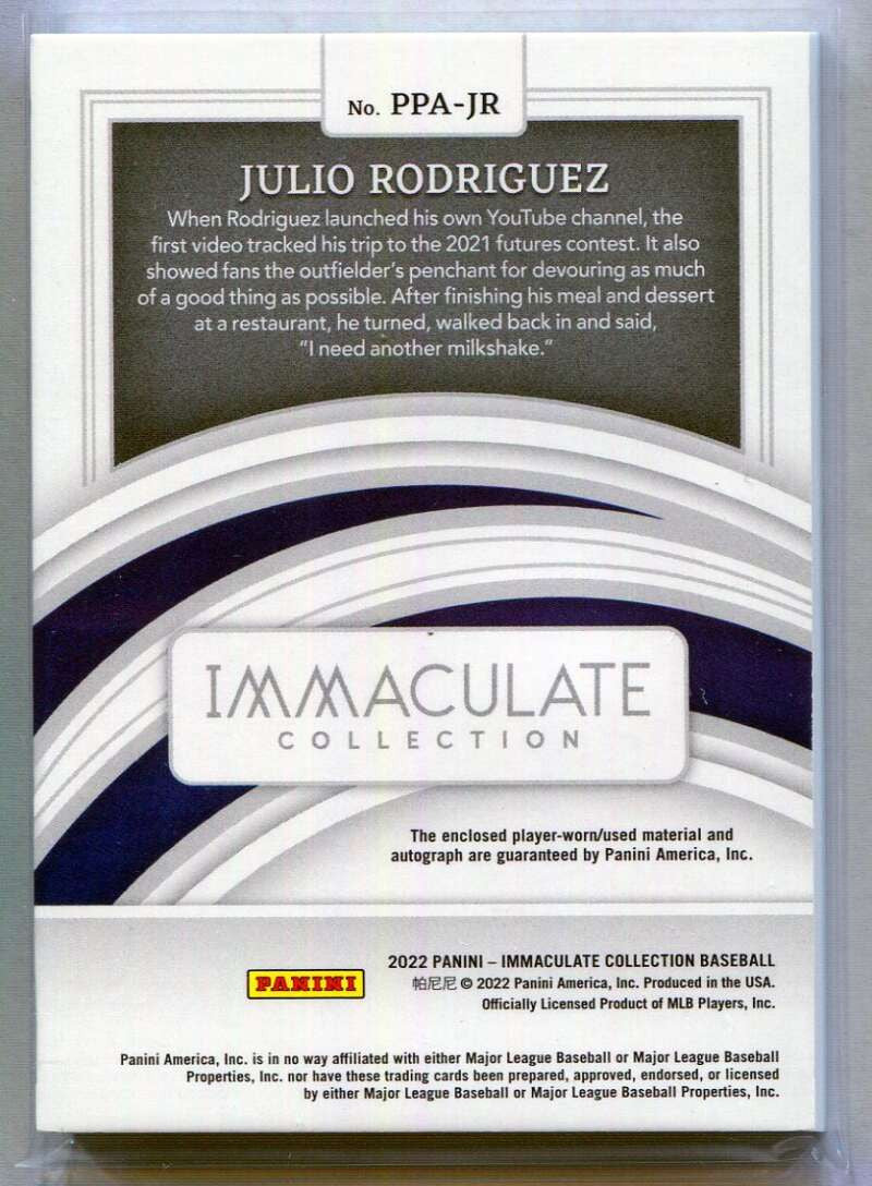 2022 Immaculate Autographs Julio Rodriguez Rookie Mariners Logo Patch Auto 2/2