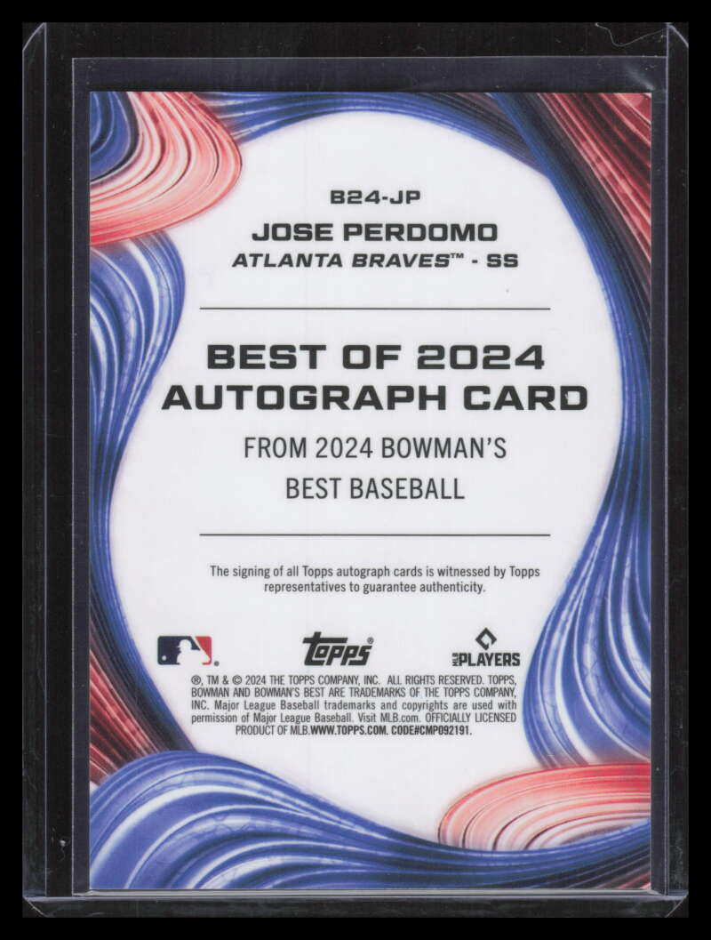 2024 Bowman's Best Best of '24 Autographs b24jp Jose Perdomo Rookie Auto