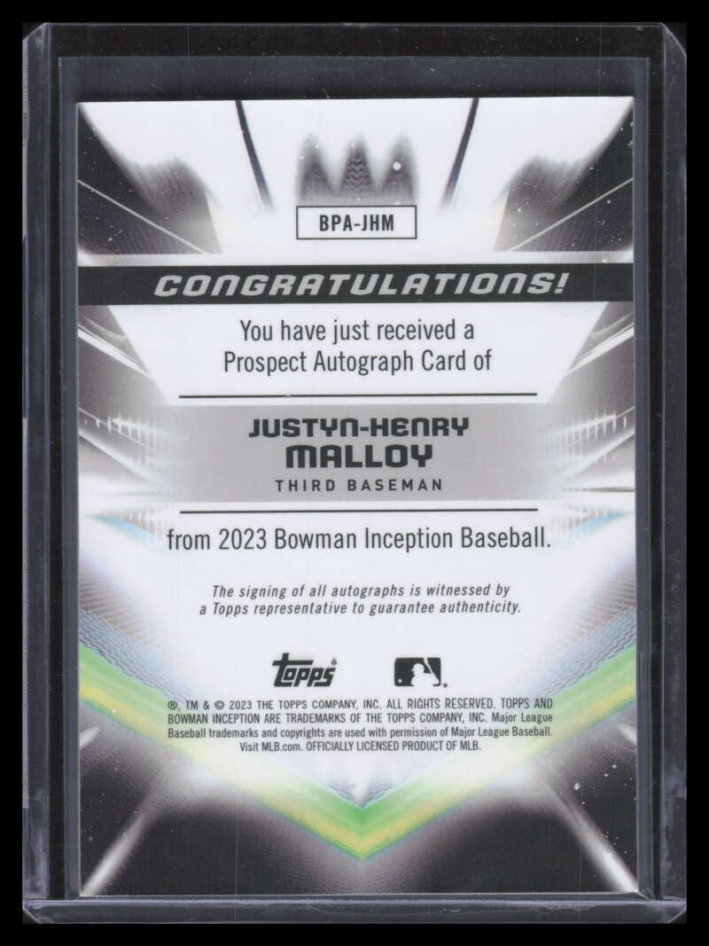 2023 Bowman Inception Autographs Blue Foil Justyn-Henry Malloy Rookie Auto 5/99