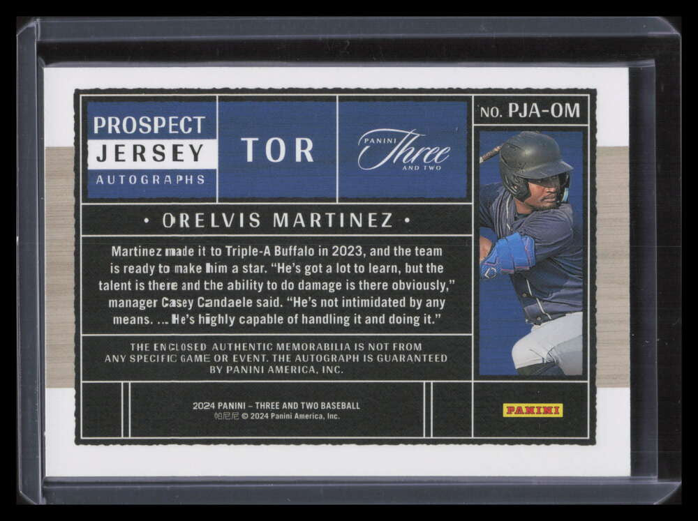 2024 Panini Three and Two Autographs Green Orelvis Martinez Rookie Patch Auto /5