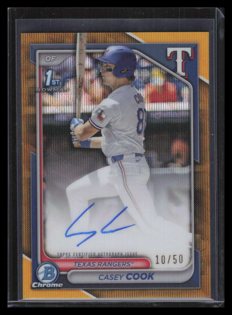 SOLD 159204 2024 Bowman Chrome Draft Autographs Gold Wave Refractor Casey Cook RC Auto 10/50