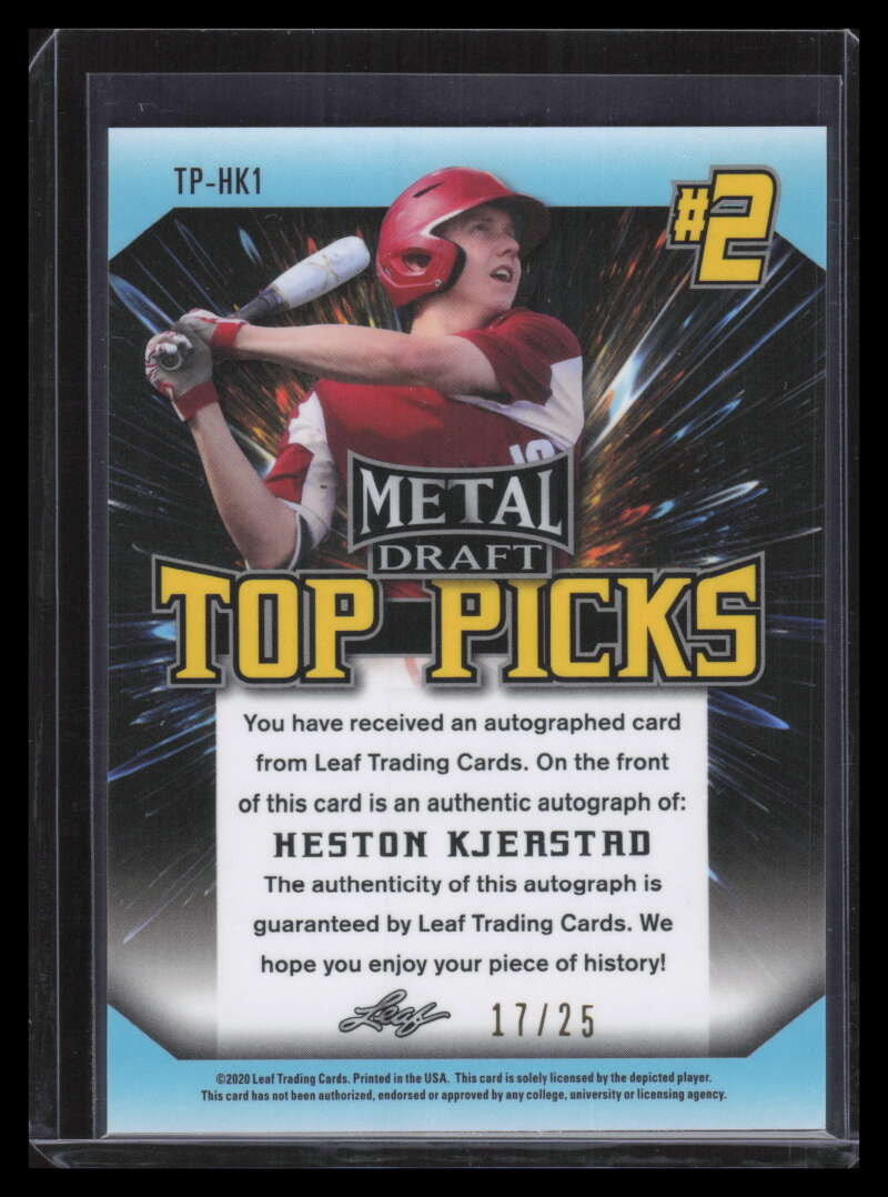 2020 Leaf Metal Draft Top Picks Purple tphk1 Heston Kjerstad Rookie Auto 17/25