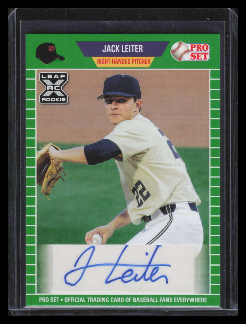 2021 Leaf Pro Set Autographs Green psjl1 Jack Leiter Rookie Auto