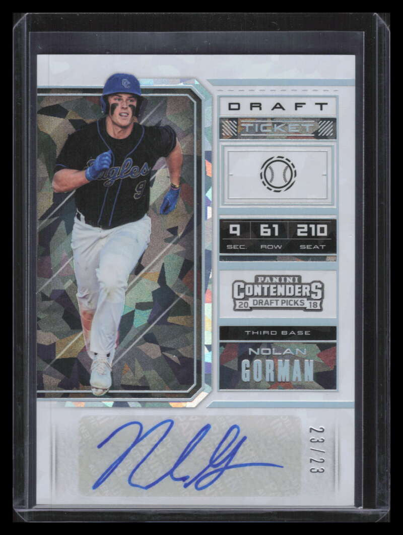 2018 Panini Contenders Draft Autographs Cracked Ice Nolan Gorman Rookie Auto /23