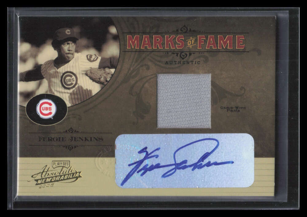 2005 Absolute Marks of Fame Autograph Swatch Fergie Jenkins Jersey Auto 77/125