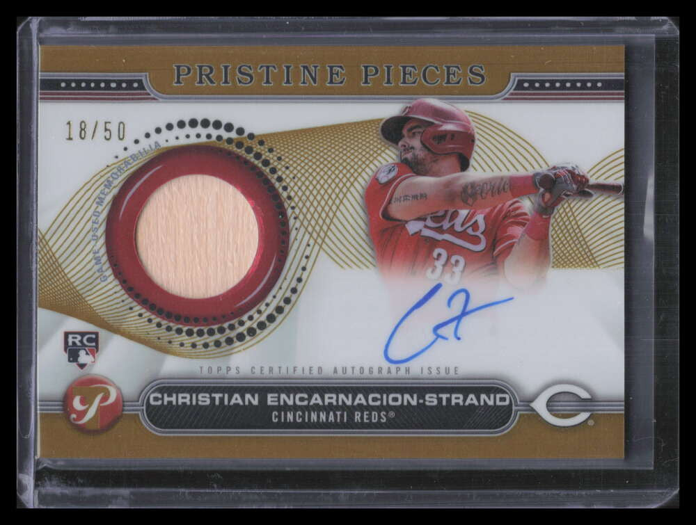 2024 Topps Pristine Pieces Gold Refractor Encarnacion-Strand Rookie Bat Auto /50