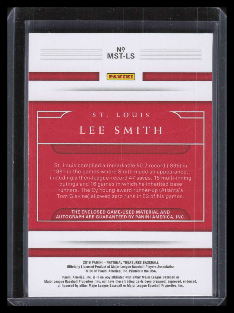 2018 Panini National Treasures Material Signature Gold Lee Smith Patch Auto 5/10