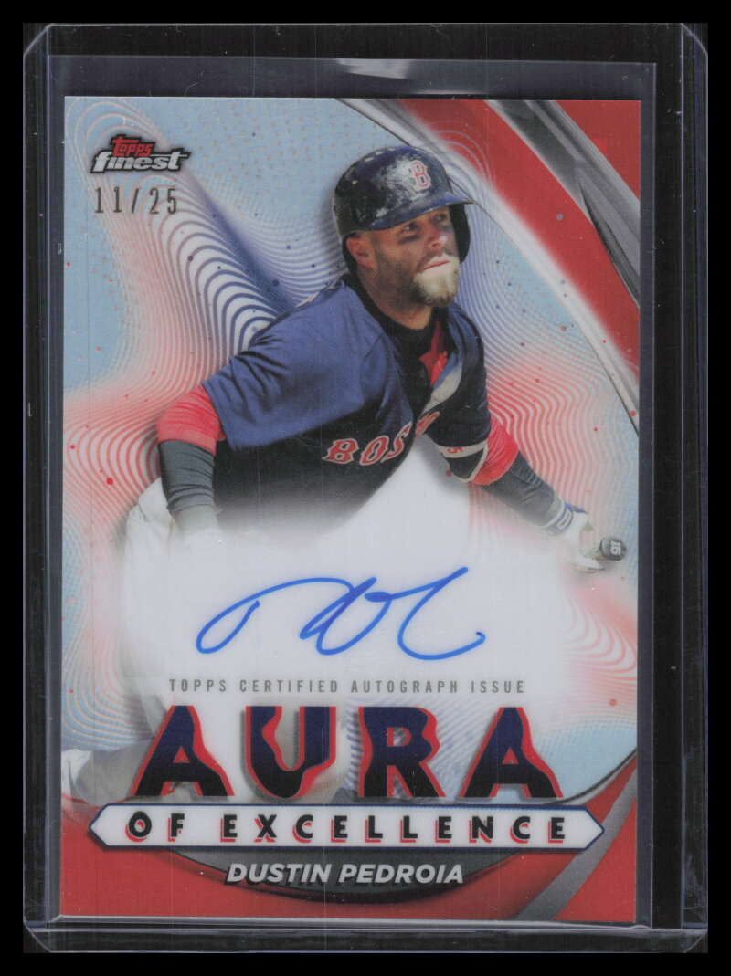SOLD 159346 2022 Finest Aura Excellence Autograph Orange Refractor Dustin Pedroia Auto 11/25