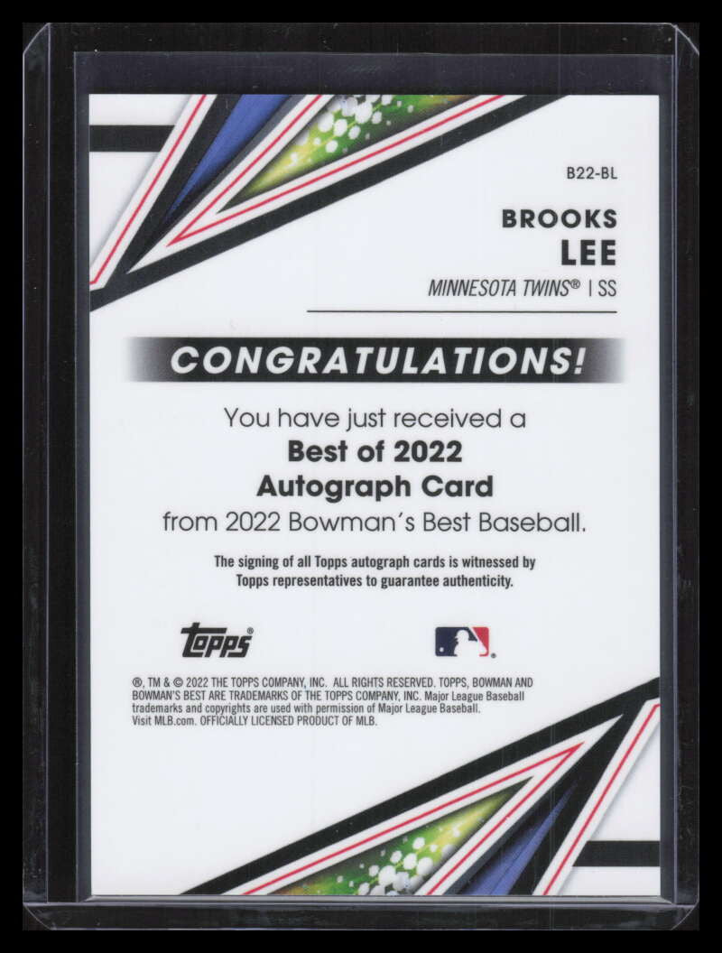 2022 Bowman's Best of '22 Autographs Gold Refractor Brooks Lee Rookie Auto 41/50