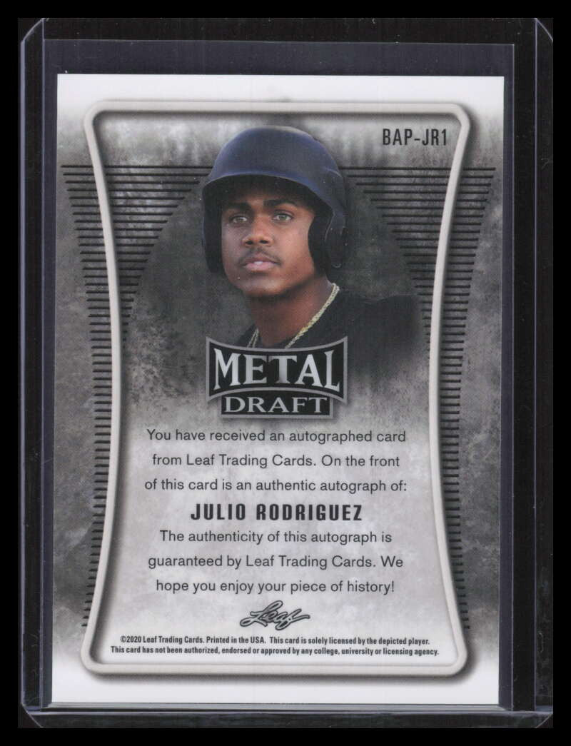 2020 Leaf Metal Draft Portrait Silver Crystals bapjr1 Julio Rodriguez RC Auto