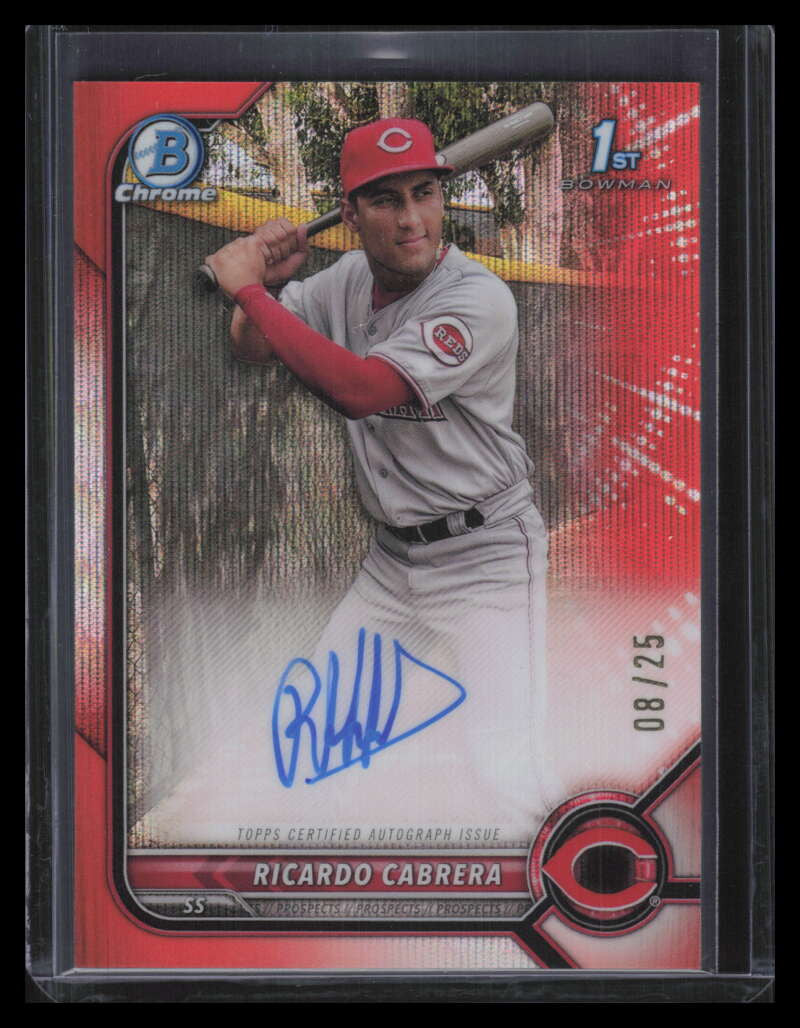 2022 Bowman Chrome Autographs Orange Wave Refractor Ricardo Cabrera RC Auto 8/25