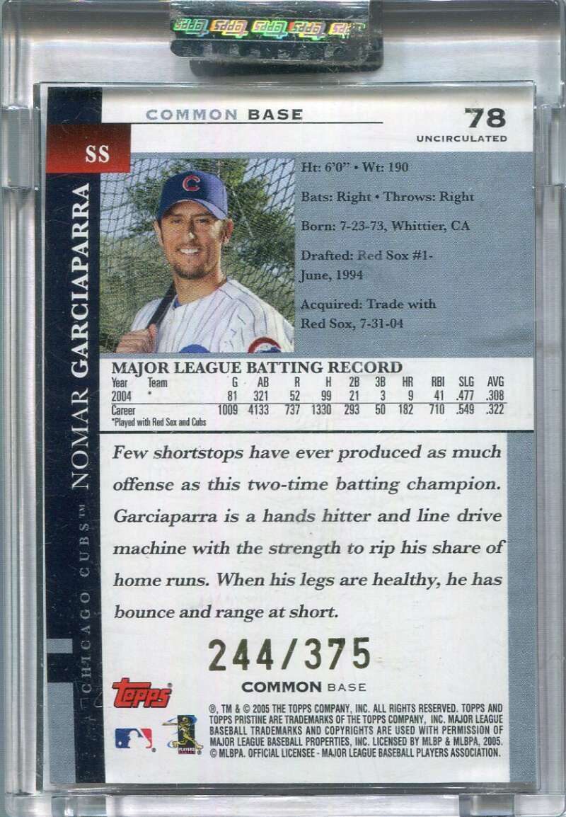 SOLD 159378 2005 Topps Pristine Uncirculated Bronze 78 Nomar Garciaparra 244/375