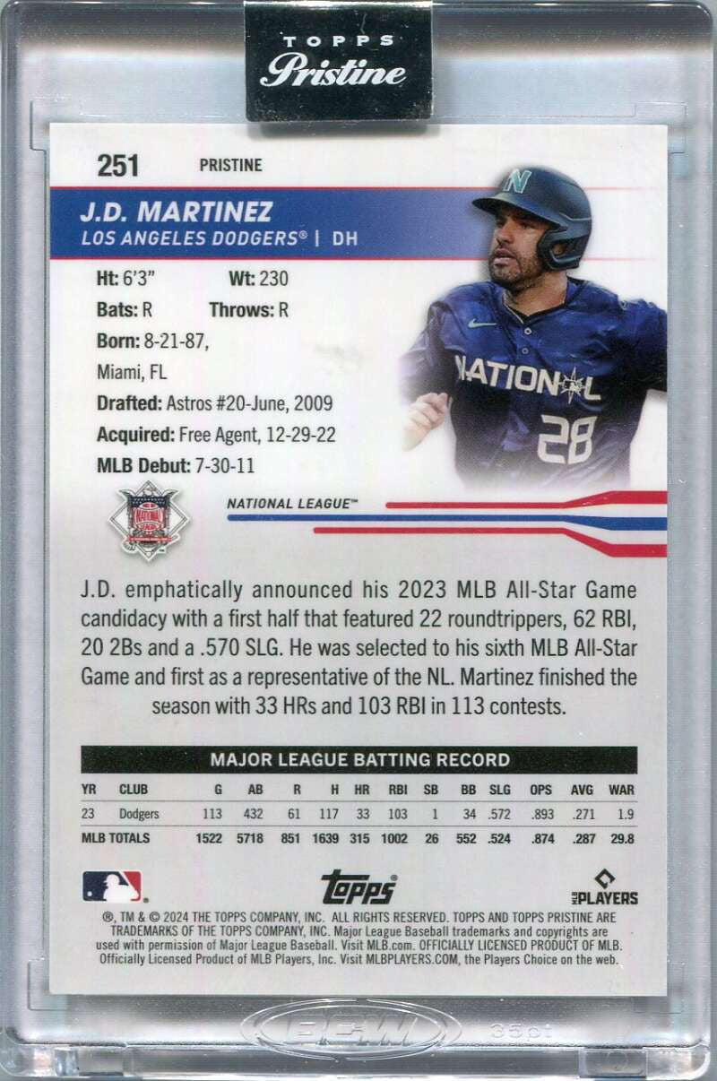 2024 Topps Pristine Gold Pristine Refractor 251 J. D. Martinez AS 22/50 All-Star Game