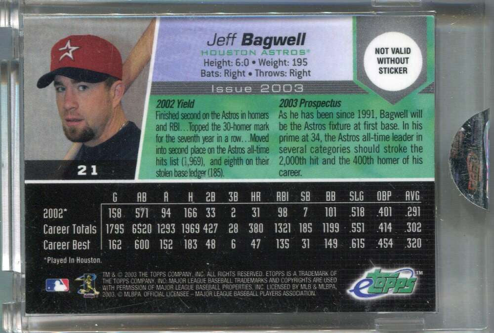 2003 eTopps 21 Jeff Bagwell /1678