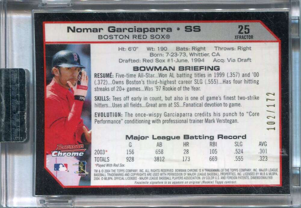 2004 Bowman Chrome X-Fractor 25 Nomar Garciaparra 102/172