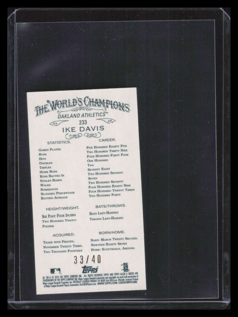 2015 Topps Allen and Ginter Mini Red 233 Ike Davis 33/40