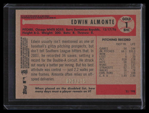 2002 Bowman Heritage Chrome Gold Refractor 1bhc Edwin Almonte Rookie 26/175