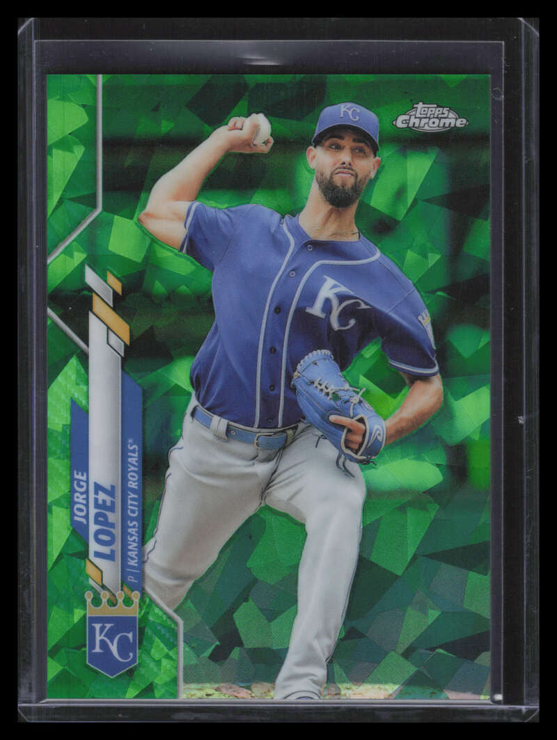2020 Topps Chrome Update Sapphire Green Refractor u207 Jorge Lopez 8/45