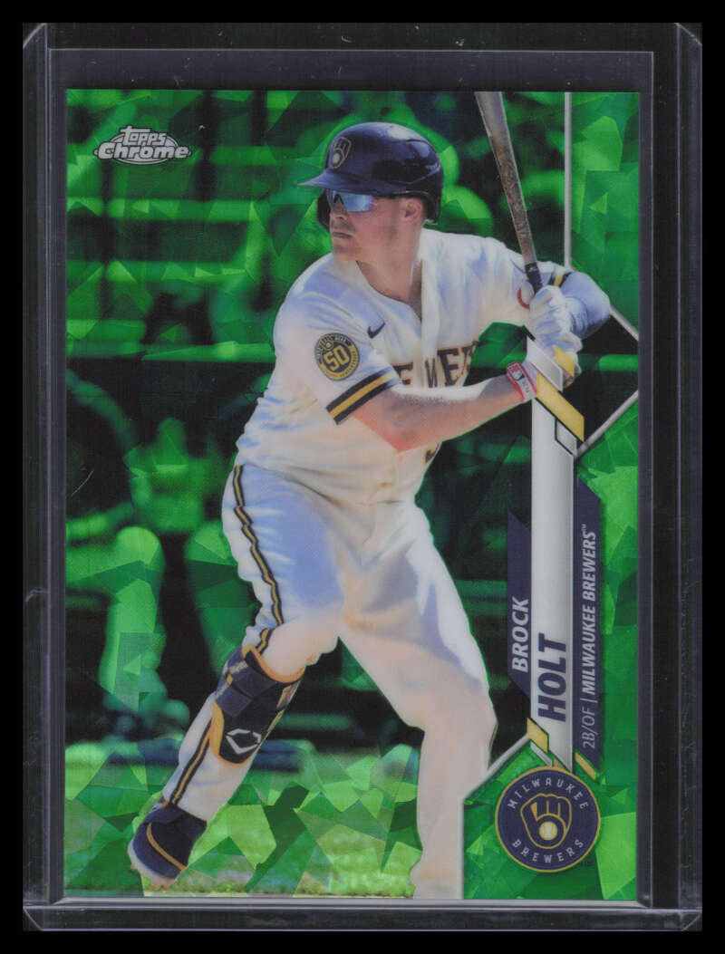 2020 Topps Chrome Update Sapphire Green Refractor u176 Brock Holt 4/45
