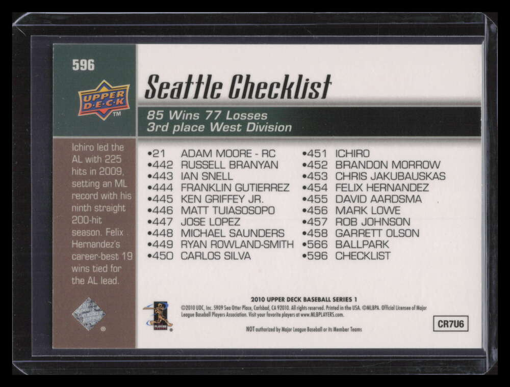 2010 Upper Deck Gold 596 Seattle Mariners CL Felix Hernandez Ichiro Suzuki 50/99