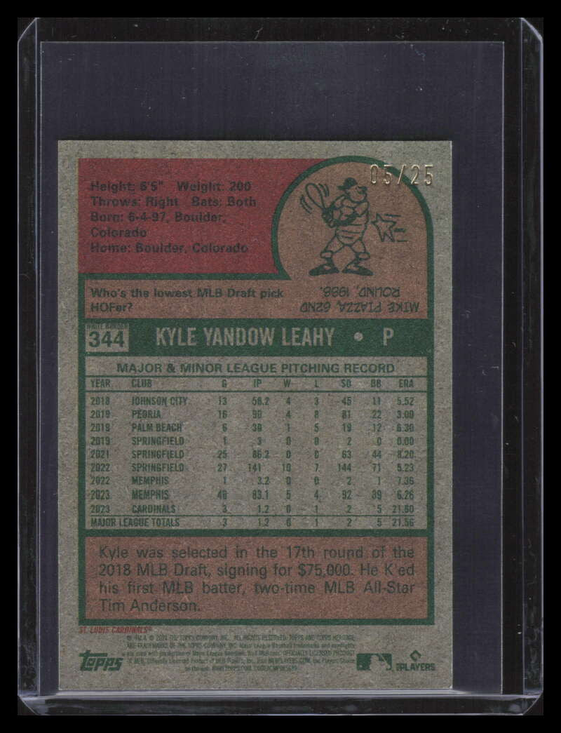 SOLD 159504 2024 Topps Heritage Mini Blue Border 344 Kyle Leahy Rookie 5/25