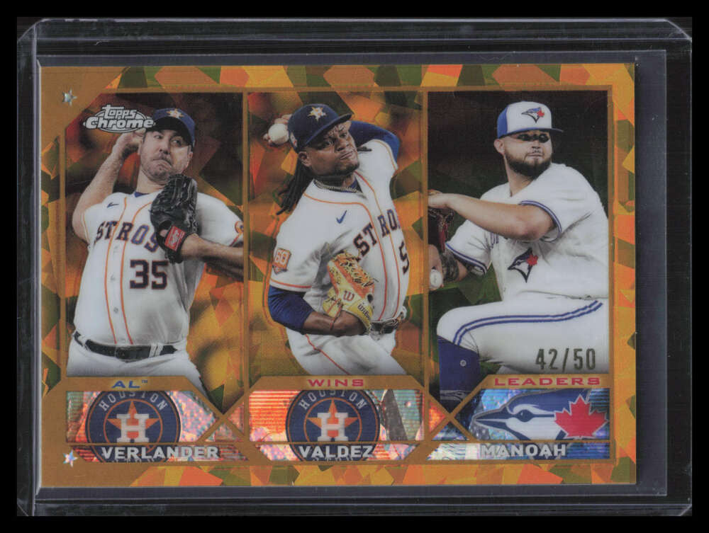 2023 Topps Chrome Sapphire Gold Refractor 82 Valdez Manoah Verlander LL 42/50