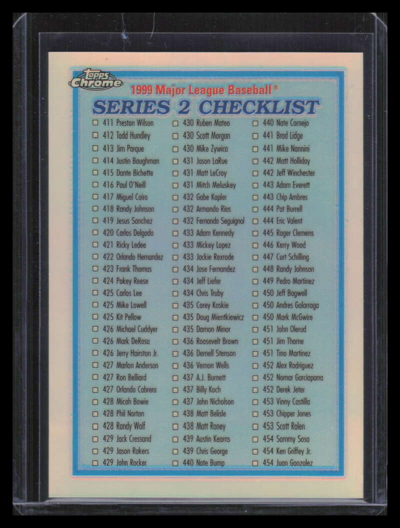 1999 Topps Chrome Refractor 463 Checklist