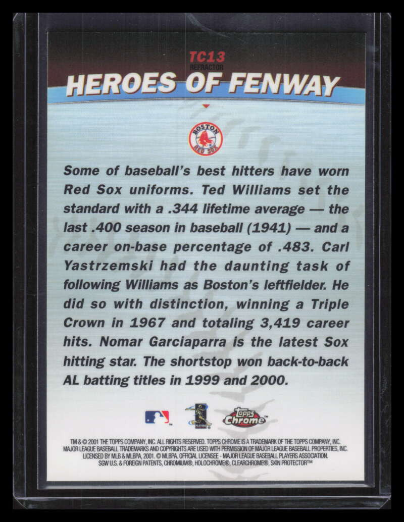 DELETE 159529 2001 Topps Chrome Combos Refractor tc13 Fenway Garciaparra Yastrzemski Williams
