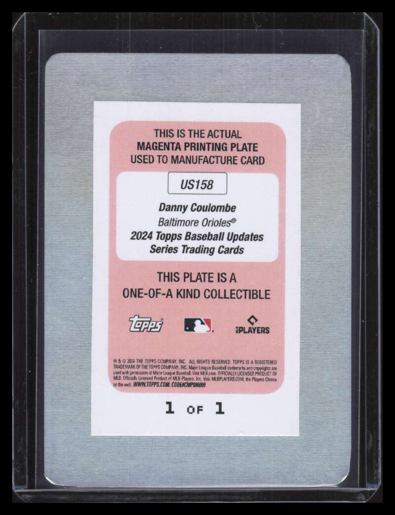 2024 Topps Update Printing Plate Magenta us158 Danny Coulombe 1/1