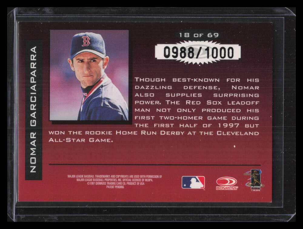 1997 Donruss Limited Fabric of the Game 18 Nomar Garciaparra ML 988/1000