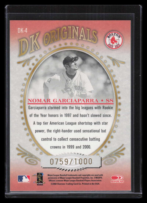 2002 Diamond Kings DK Originals dk4 Nomar Garciaparra 759/1000