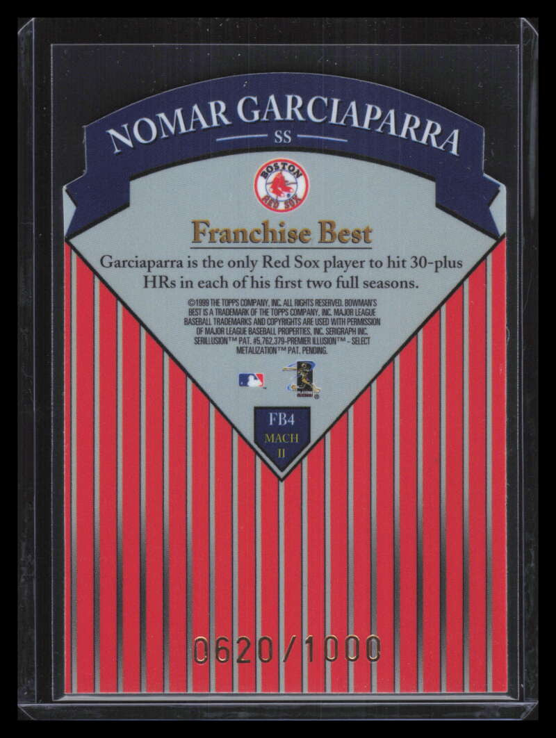 1999 Bowman's Best Franchise Best Mach II fb4 Nomar Garciaparra 620/1000