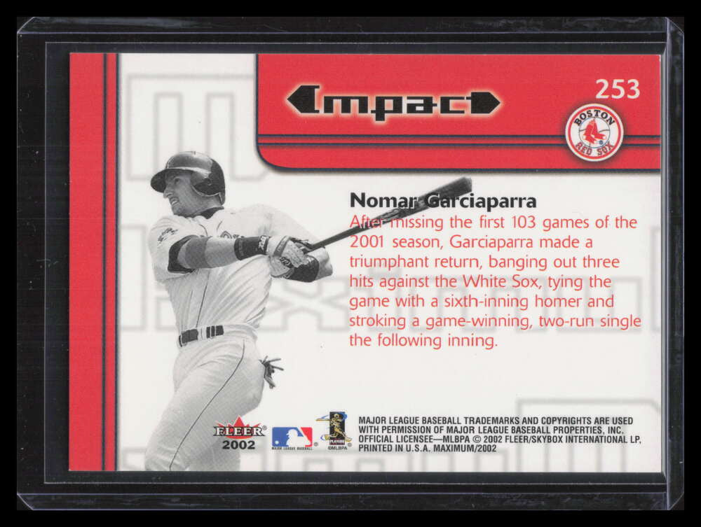 2002 Fleer Maximum To the Max 253 Nomar Garciaparra MI 344/372 Maximum Impact