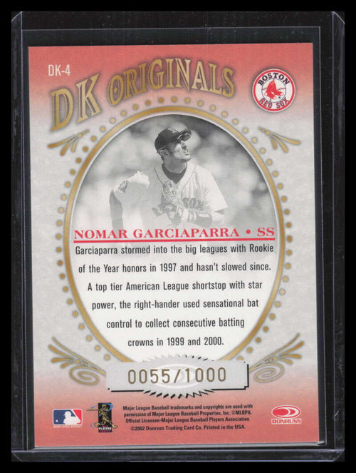 2002 Diamond Kings DK Originals dk4 Nomar Garciaparra 55/1000