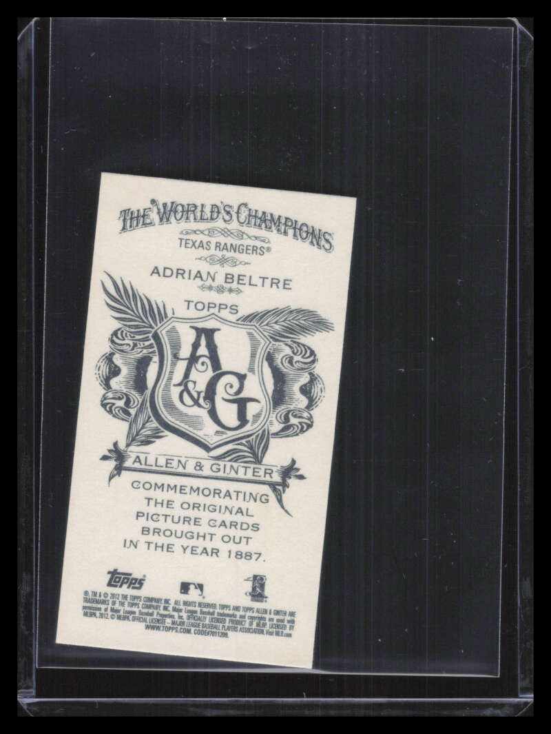 2012 Topps Allen and Ginter Mini No Card Number 334 Adrian Beltre /50