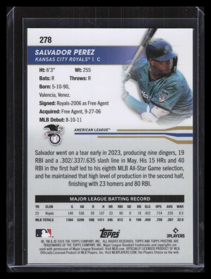2024 Topps Pristine Purple Refractor 278 Salvador Perez AS 67/99 All-Star Game