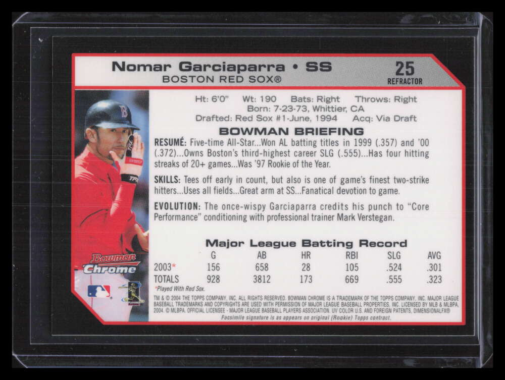 2004 Bowman Chrome Refractor 25 Nomar Garciaparra