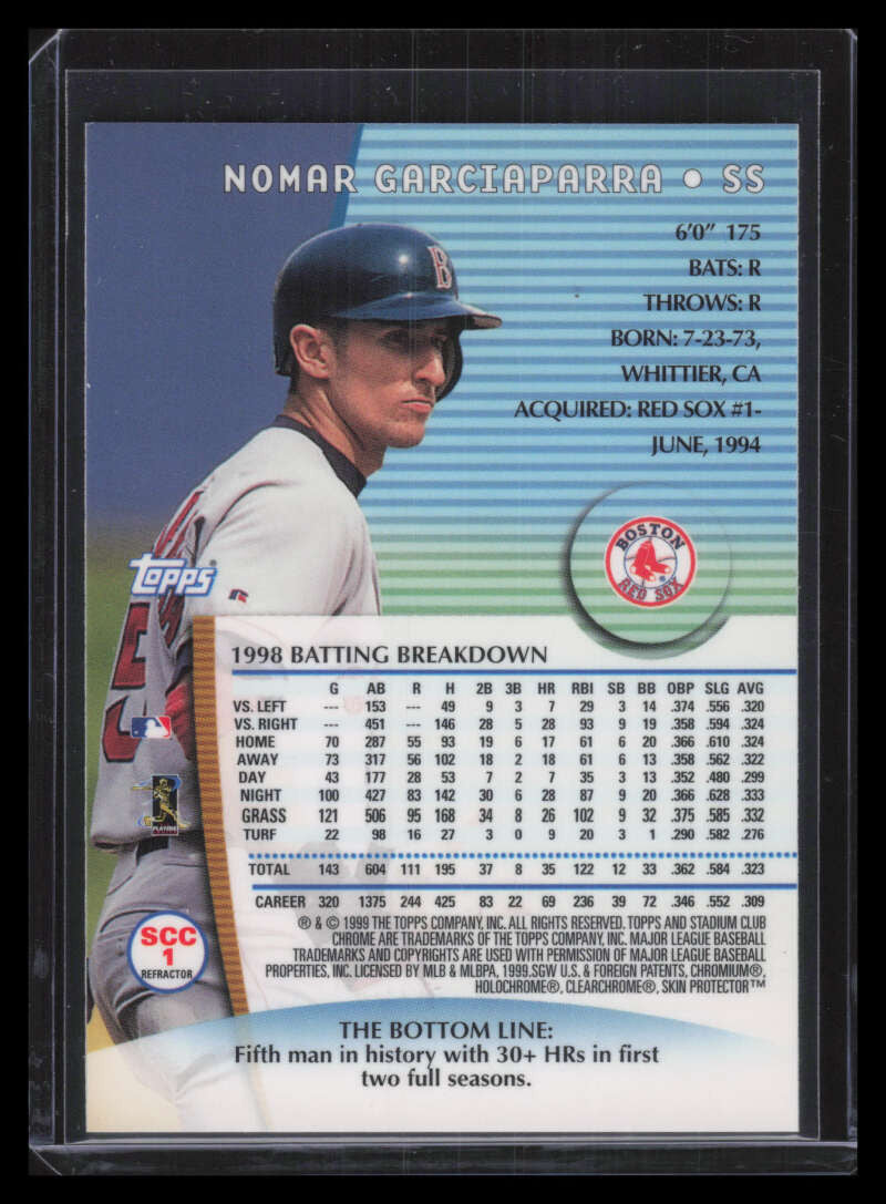 SOLD 159615 1999 Stadium Club Chrome Refractor scc1 Nomar Garciaparra