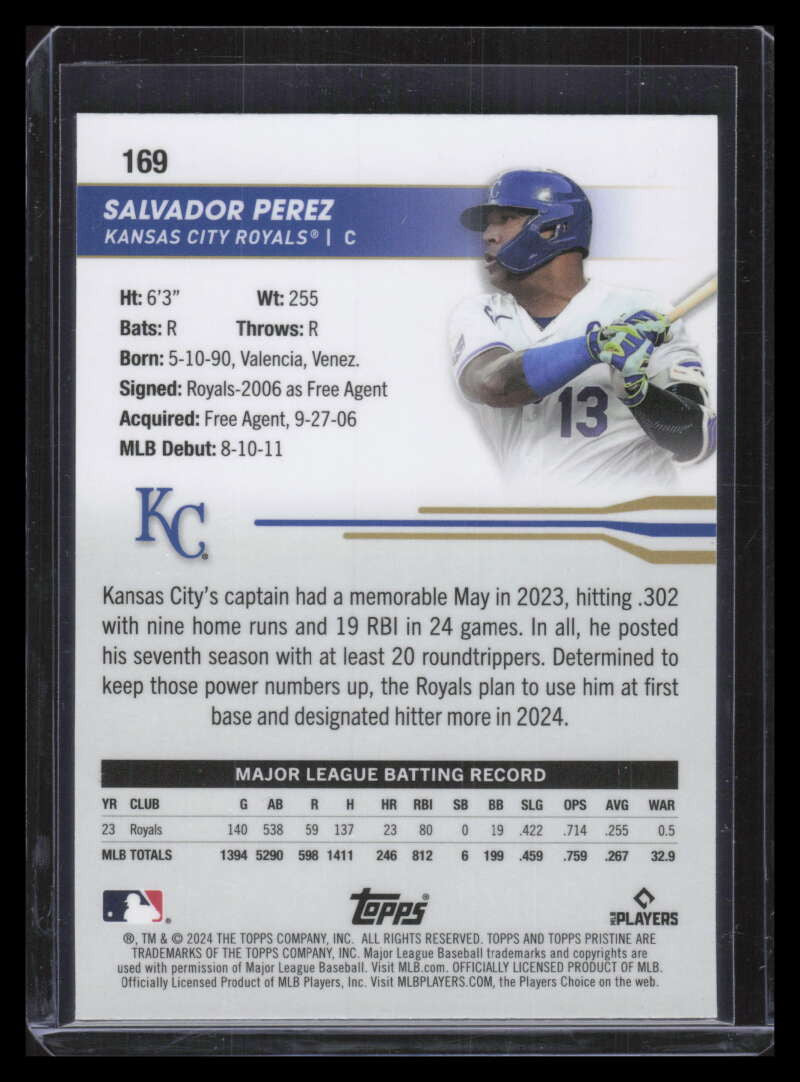 2024 Topps Pristine Purple Refractor 169 Salvador Perez 42/99
