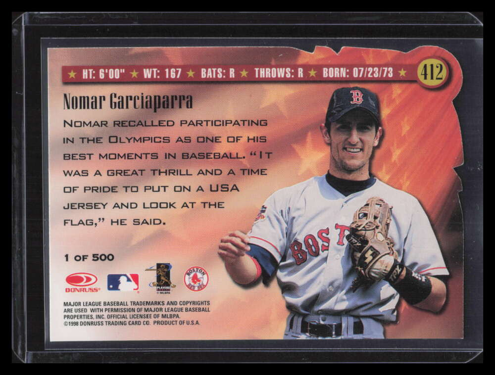 1998 Donruss Gold Press Proofs 412 Nomar Garciaparra SG /500 Spirit of the Game