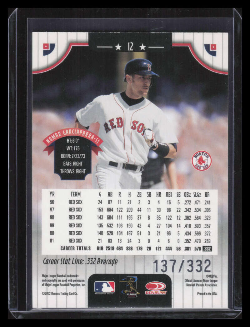 2002 Donruss Stat Line Career 12 Nomar Garciaparra 137/332