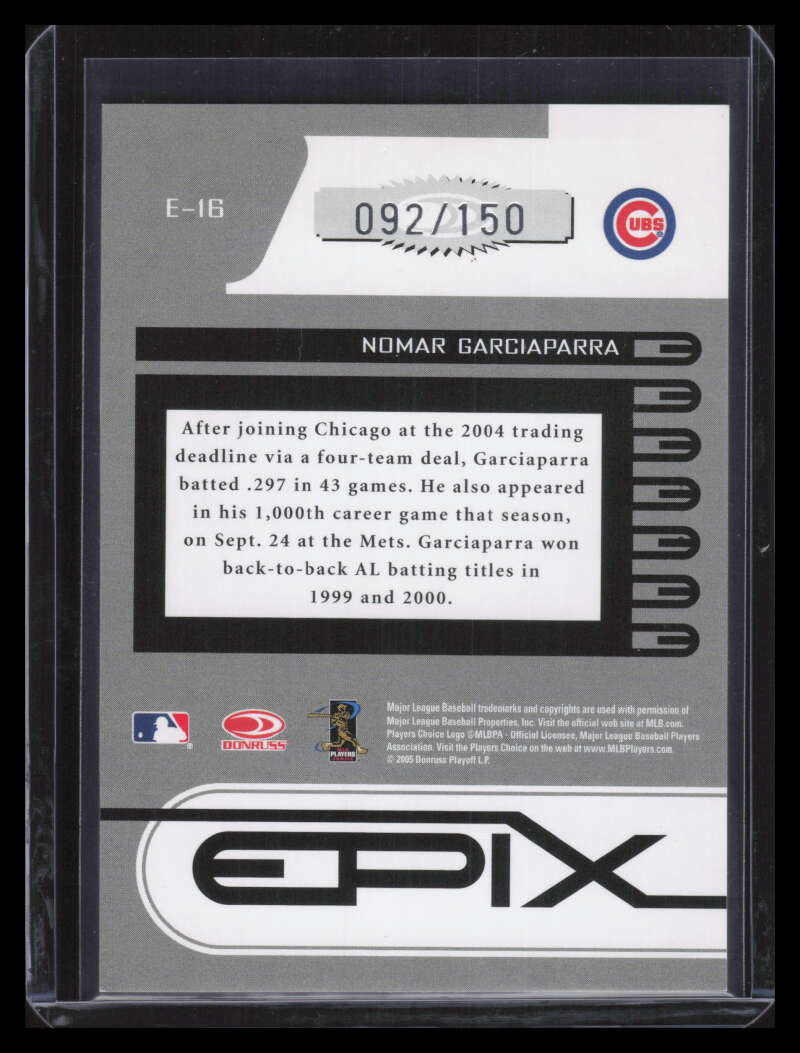 2005 Zenith Epix Emerald Play 16 Nomar Garciaparra 92/150