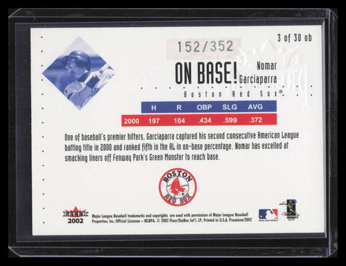 2002 Fleer Premium On Base! 3 Nomar Garciaparra 152/352