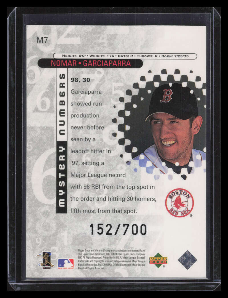 SOLD 159668 1999 Black Diamond Mystery Numbers m7 Nomar Garciaparra 152/700