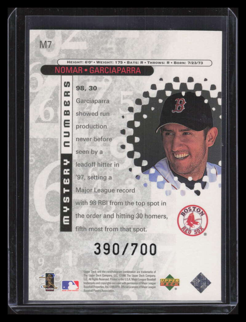 SOLD 159669 1999 Black Diamond Mystery Numbers m7 Nomar Garciaparra 390/700