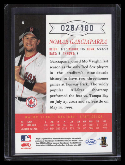 2003 Leaf Limited Silver Spotlight 5 Nomar Garciaparra H 28/100