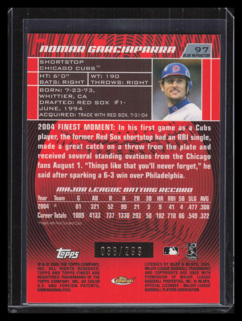 2005 Finest Blue Refractor 97 Nomar Garciaparra 38/299